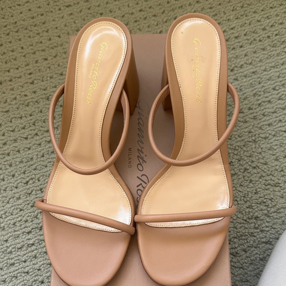 Gianvito Rossi Nude Block Heel Sandals